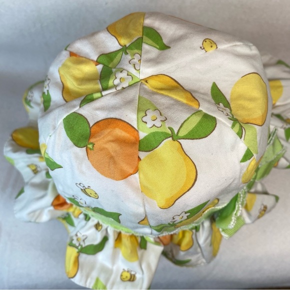Baby Girl Gymboree 6 - 12 Mo Lemon Bumblebee Sun Hat Chin Strap Green Ribbon - Picture 3 of 10